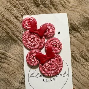 Minnie Mouse peppermint swirl clay earrings